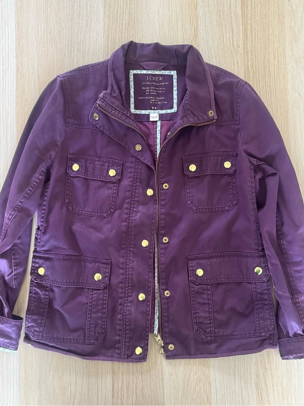 J.Crew Relaxed Boyfriend Field Jacket Purple Utility Cargo Military 100% cotton